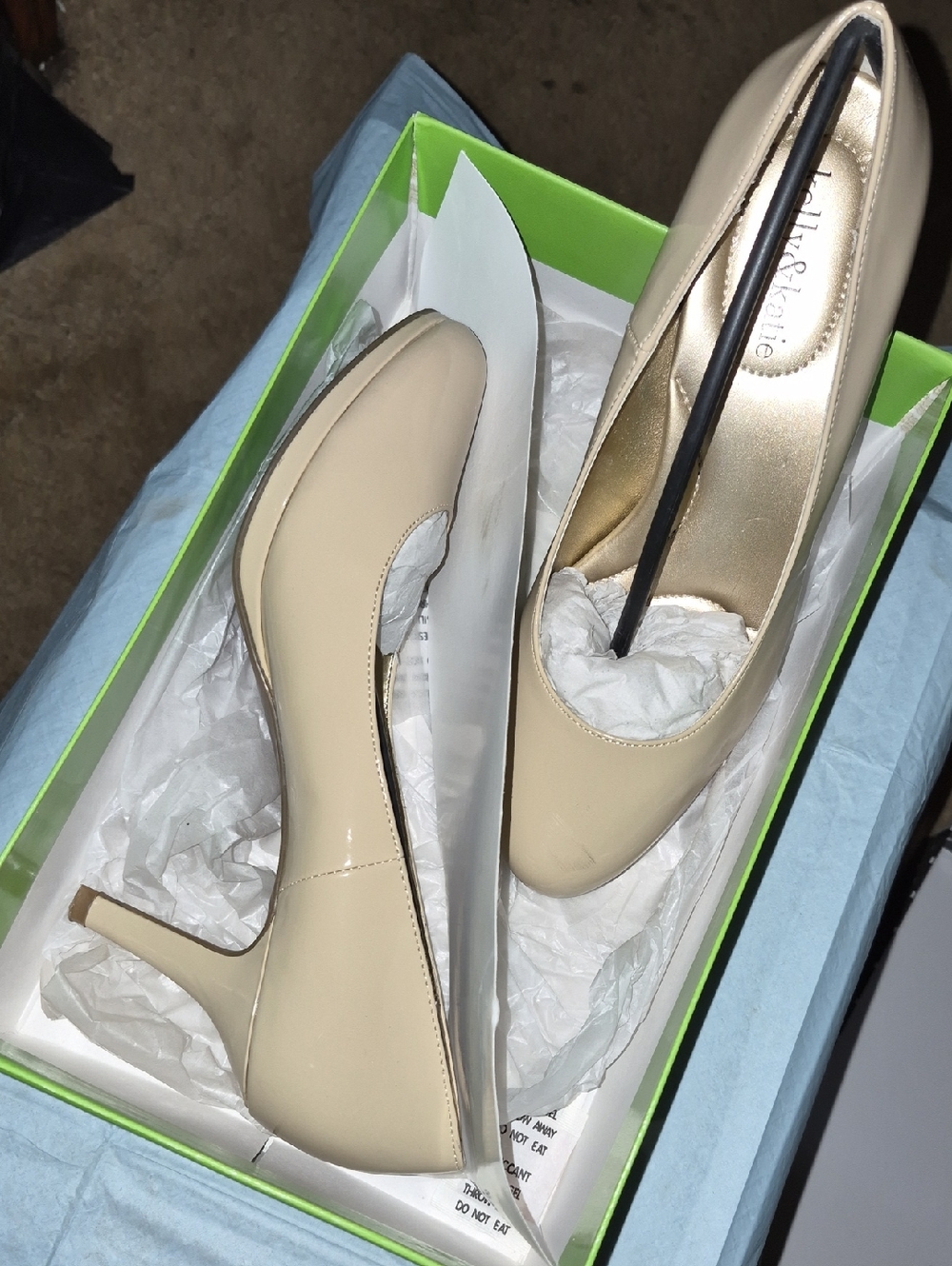 Kelly & Katie Nude Beige Patent Pump Heels